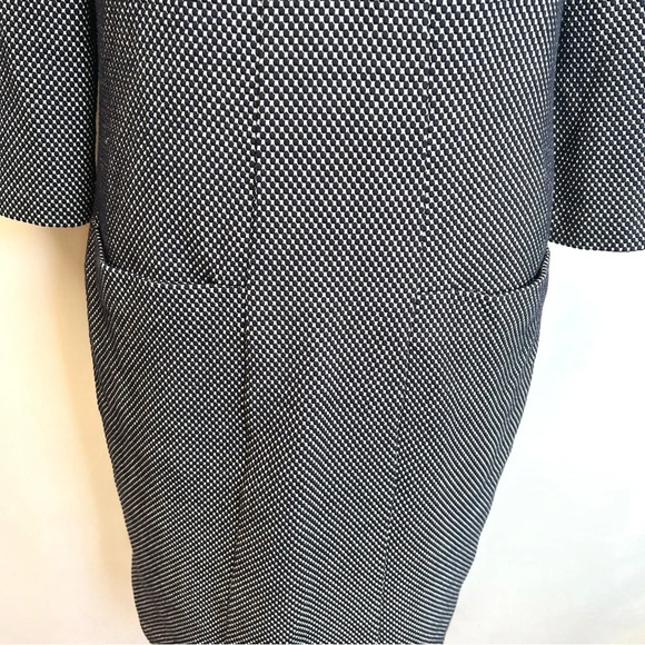 Boden Sarah Jacquard Hexagon Pattern Navy White Sheeth 3/4 Sleeve Dress Size 6 - Picture 5 of 16
